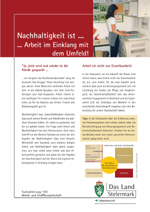 ... Arbeit im Einklang mit dem Umfeld ... Arbeit im Einklang mit dem Umfeld