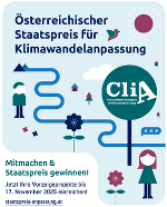 Das Bild zeigt das Titelblatt eines Folders zum Staatspreis für Klimawandelanpassung