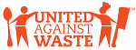 Logo: zwei stilisierte Figuren halten über dem Schriftzug United Against Waste die Hände.
